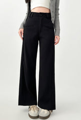 High Waist Black Wide Leg Relaxed Trousers