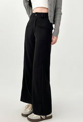 High Waist Black Wide Leg Relaxed Trousers