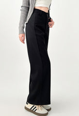 High Waist Black Wide Leg Relaxed Trousers
