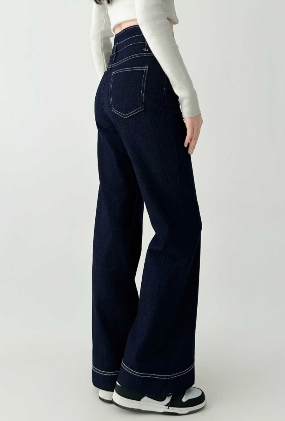 High Waist Flared Denim Pants Slim Fit