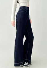 High Waist Flared Denim Pants Slim Fit