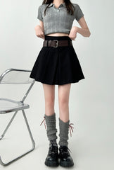 High Waist Pleated A Line Mini Skirt
