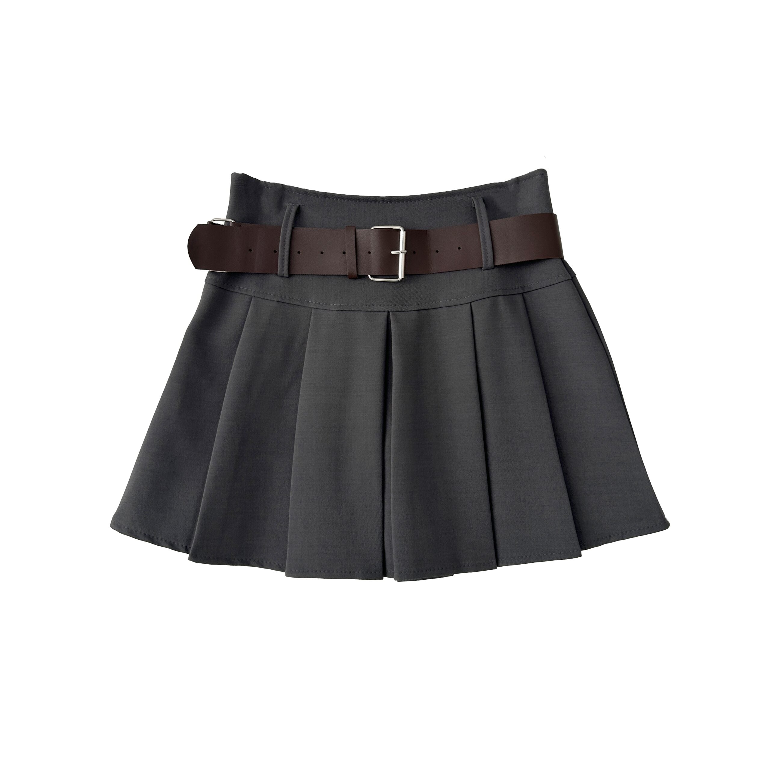 High Waist Pleated A Line Mini Skirt