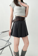 High Waist Pleated A Line Skirt