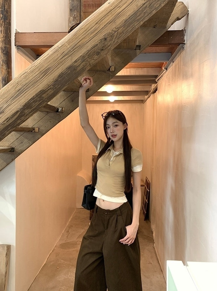 High Waist Wide Leg Casual Denim Pants