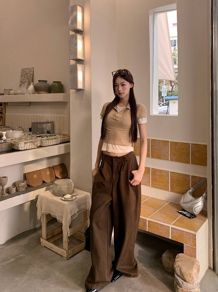 High Waist Wide Leg Casual Denim Pants