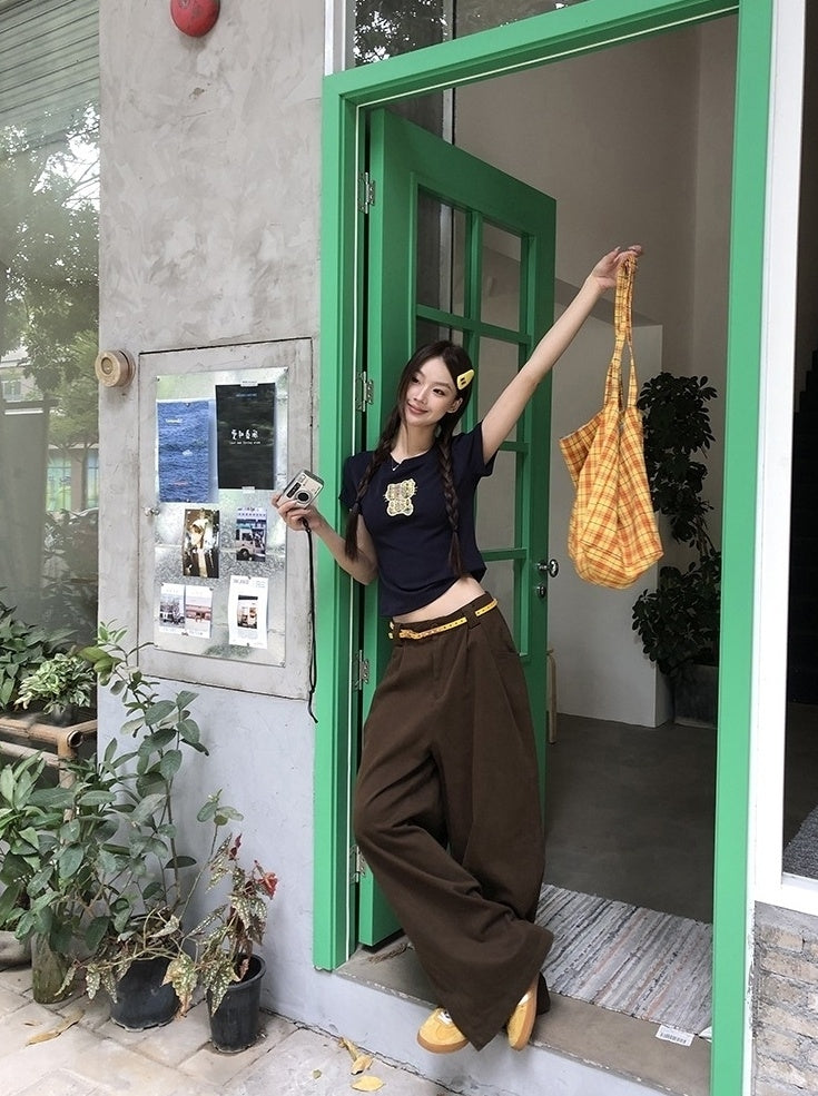High Waist Wide Leg Casual Denim Pants