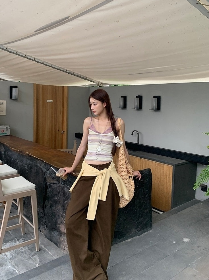 High Waist Wide Leg Casual Denim Pants