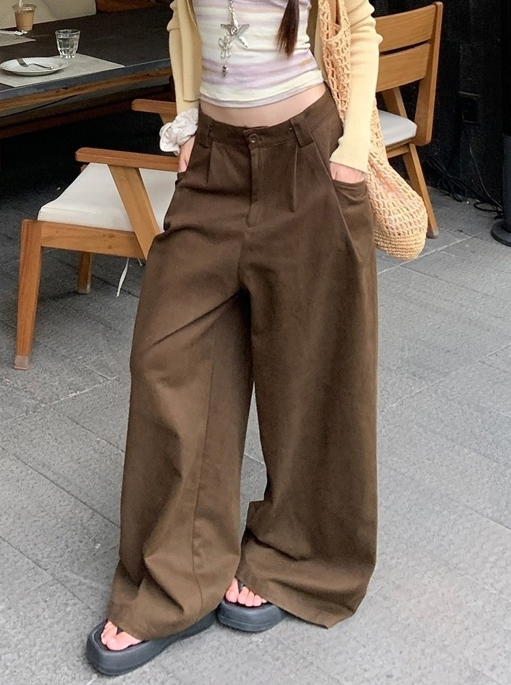 High Waist Wide Leg Casual Denim Pants