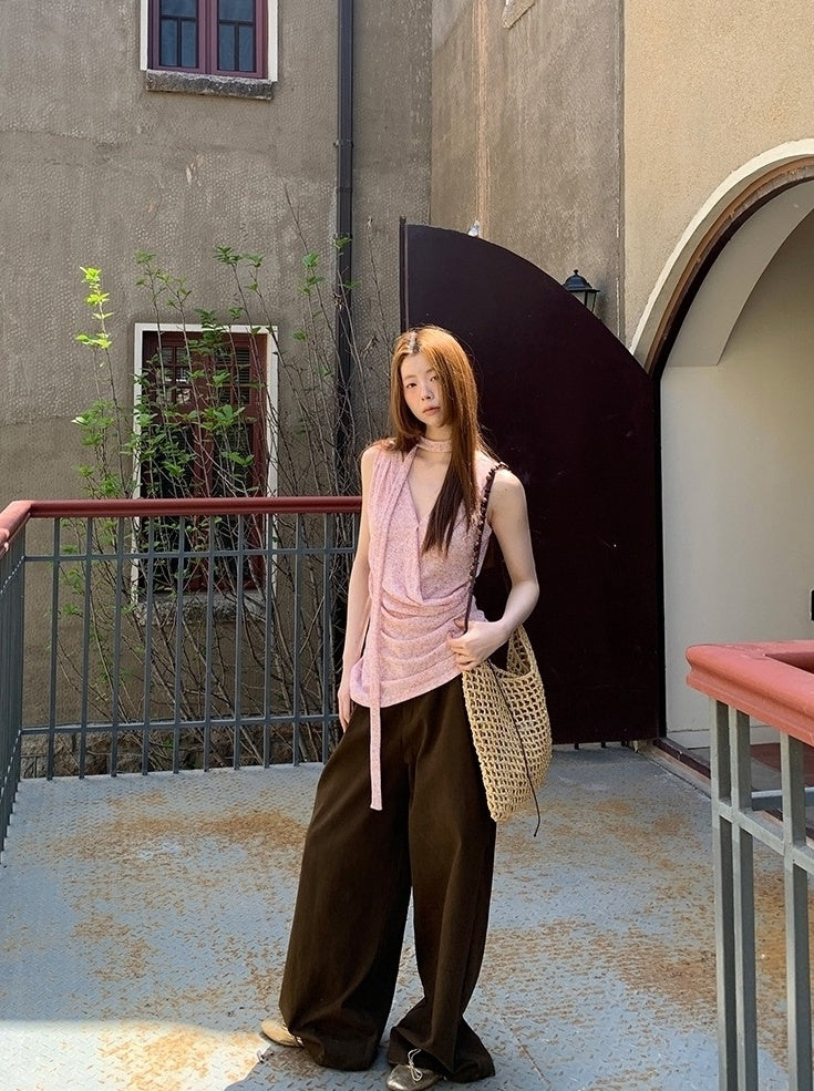 High Waist Wide Leg Casual Denim Pants