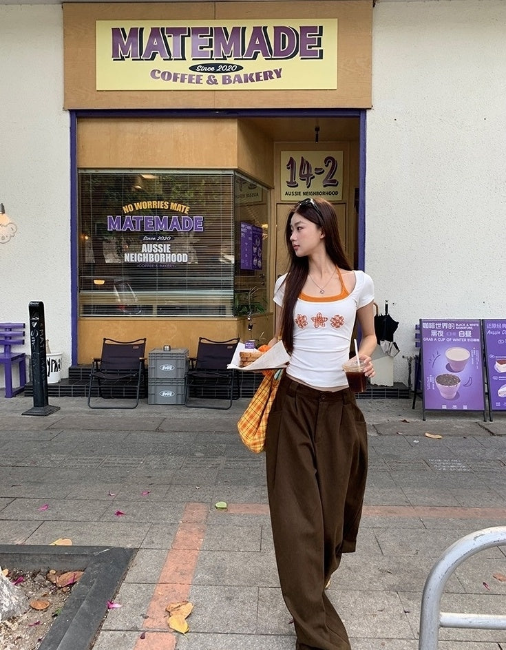 High Waist Wide Leg Casual Denim Pants