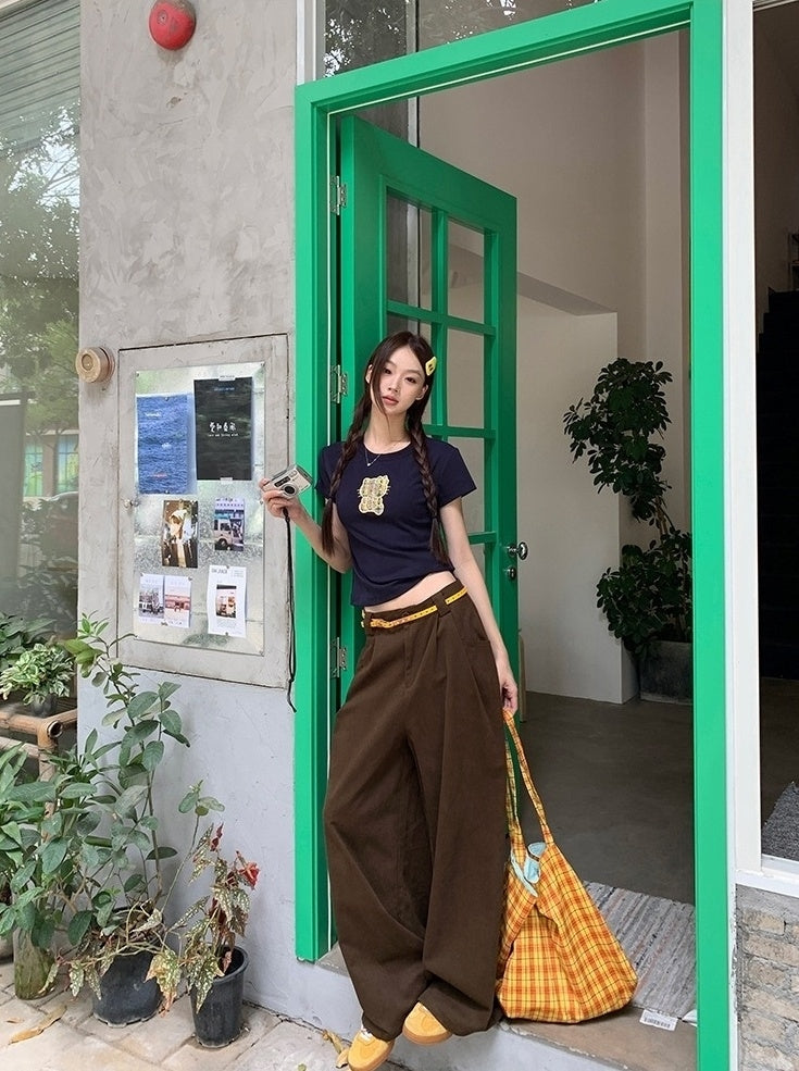 High Waist Wide Leg Casual Denim Pants