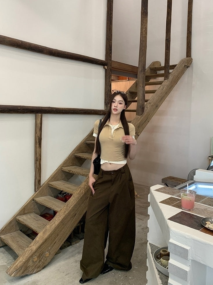 High Waist Wide Leg Casual Denim Pants