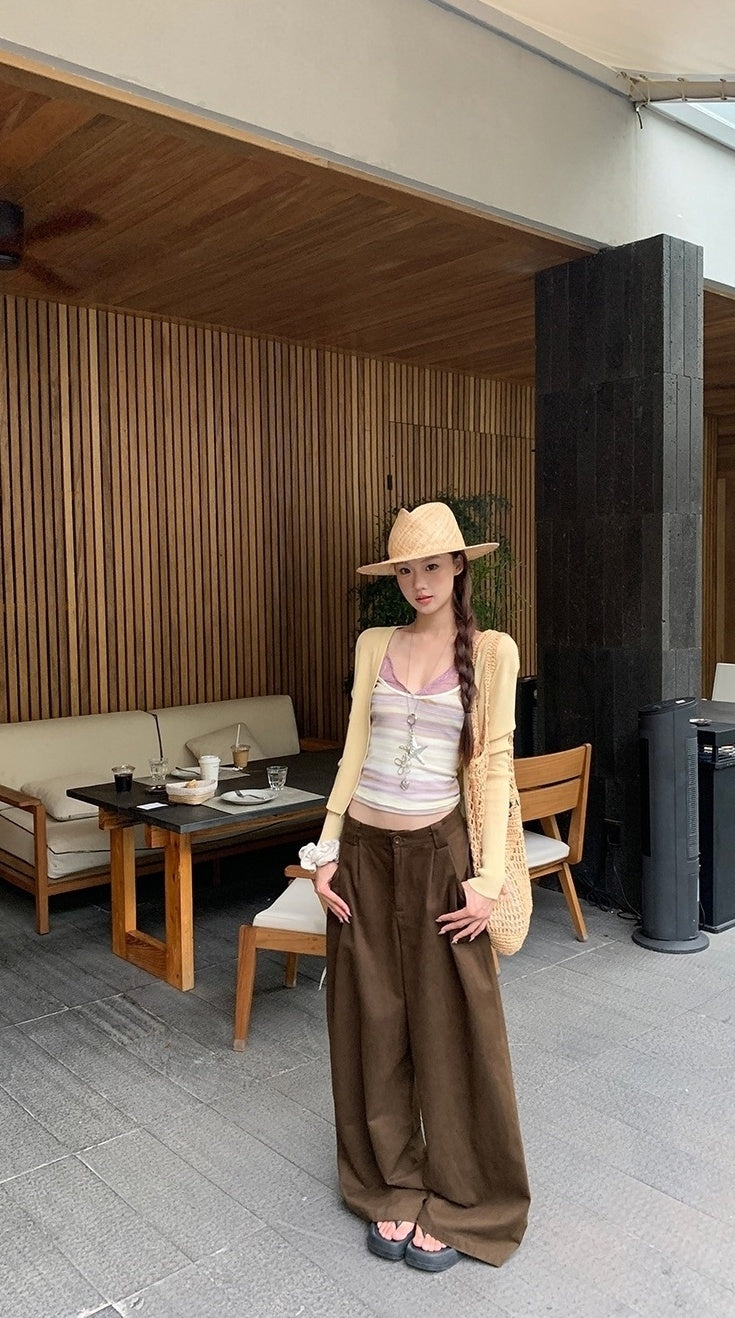 High Waist Wide Leg Casual Denim Pants