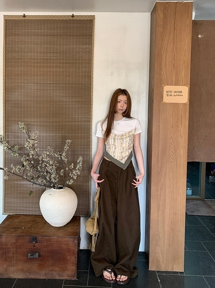 High Waist Wide Leg Casual Denim Pants