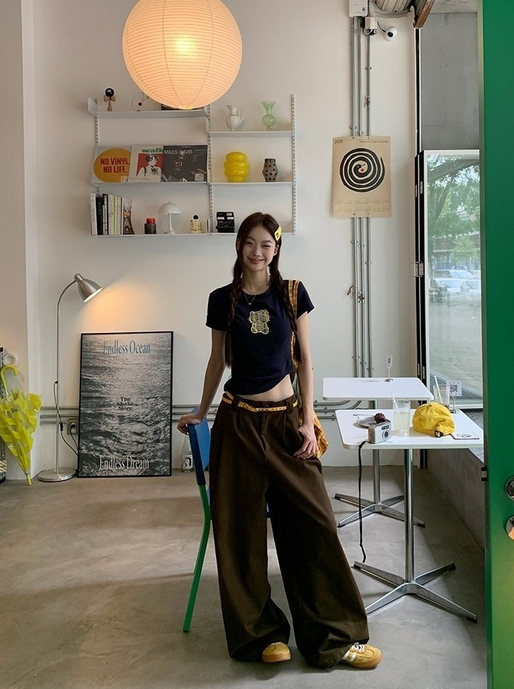 High Waist Wide Leg Casual Denim Pants