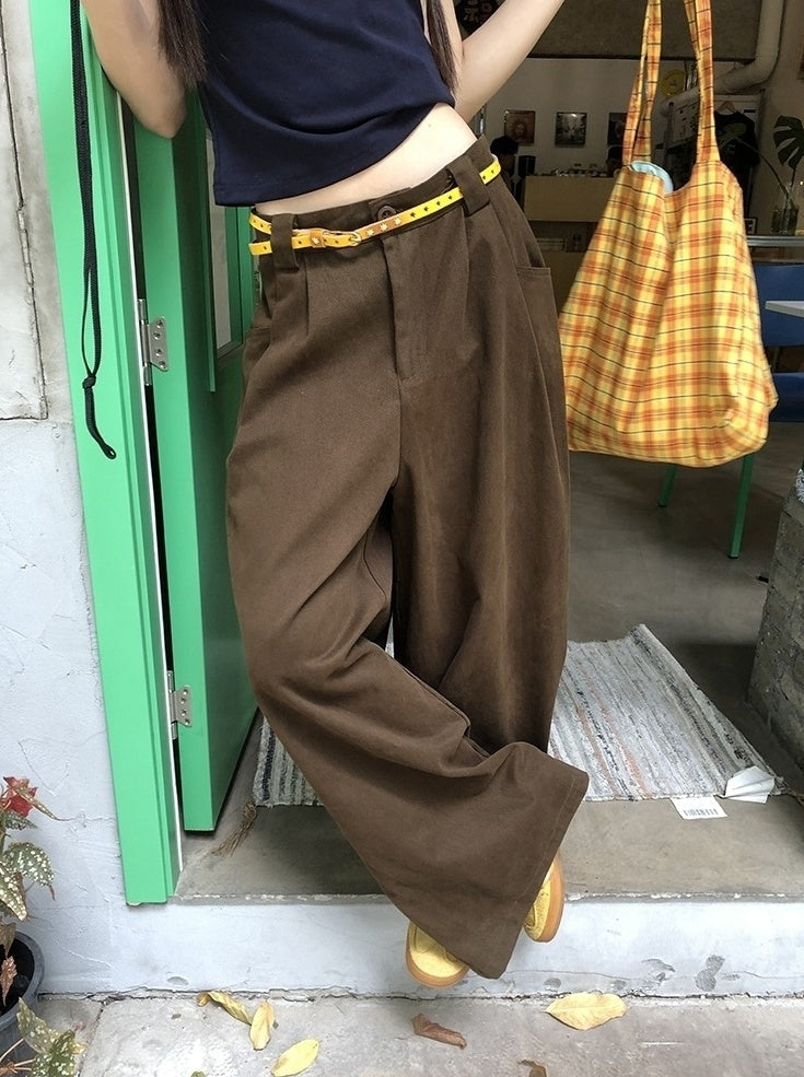 High Waist Wide Leg Casual Denim Pants