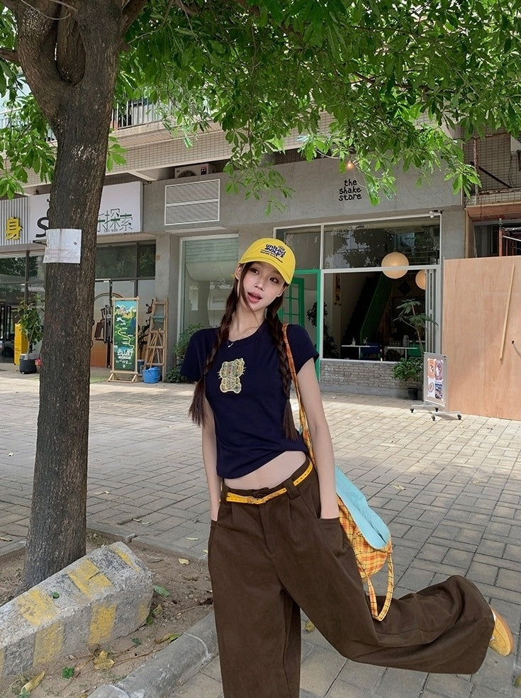 High Waist Wide Leg Casual Denim Pants