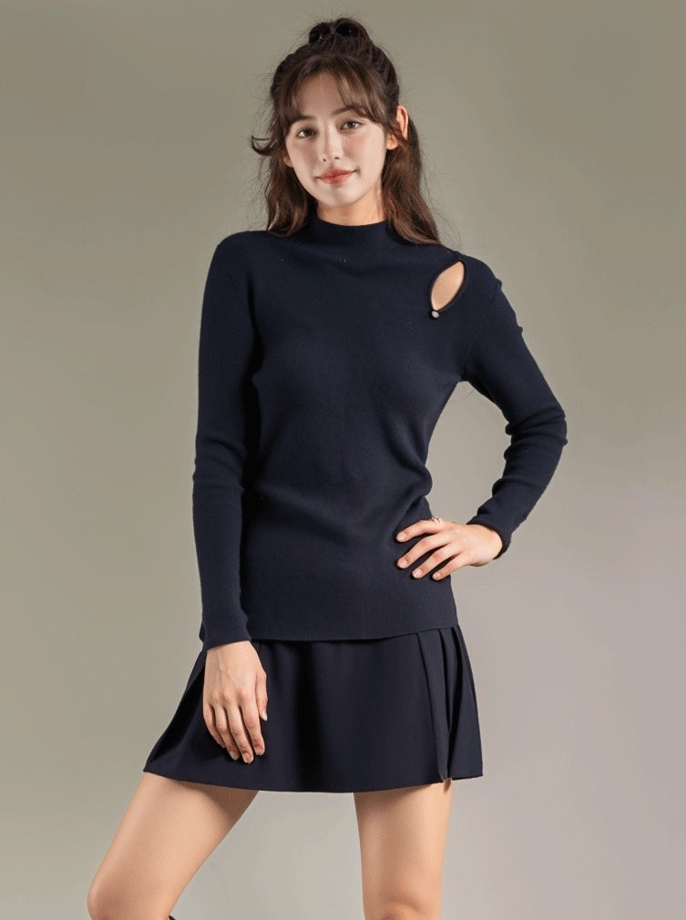 Side Hollow Design Slim Fit Knit Sweater