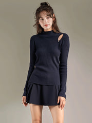 Side Hollow Design Slim Fit Knit Sweater