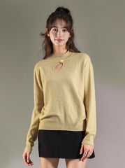 Apricot Hollow Knit Sweater For Casual Chic