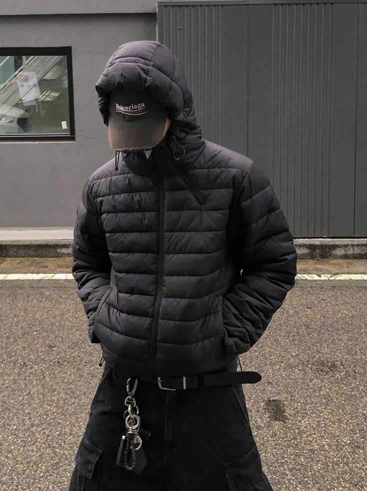 Hooded Short Puffer Jacket Warm Loose Fit Winter Style