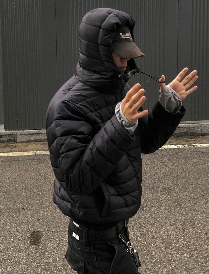 Hooded Short Puffer Jacket Warm Loose Fit Winter Style