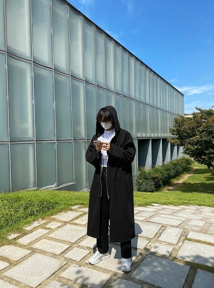 Hooded Coat Trendy Long Overcoat