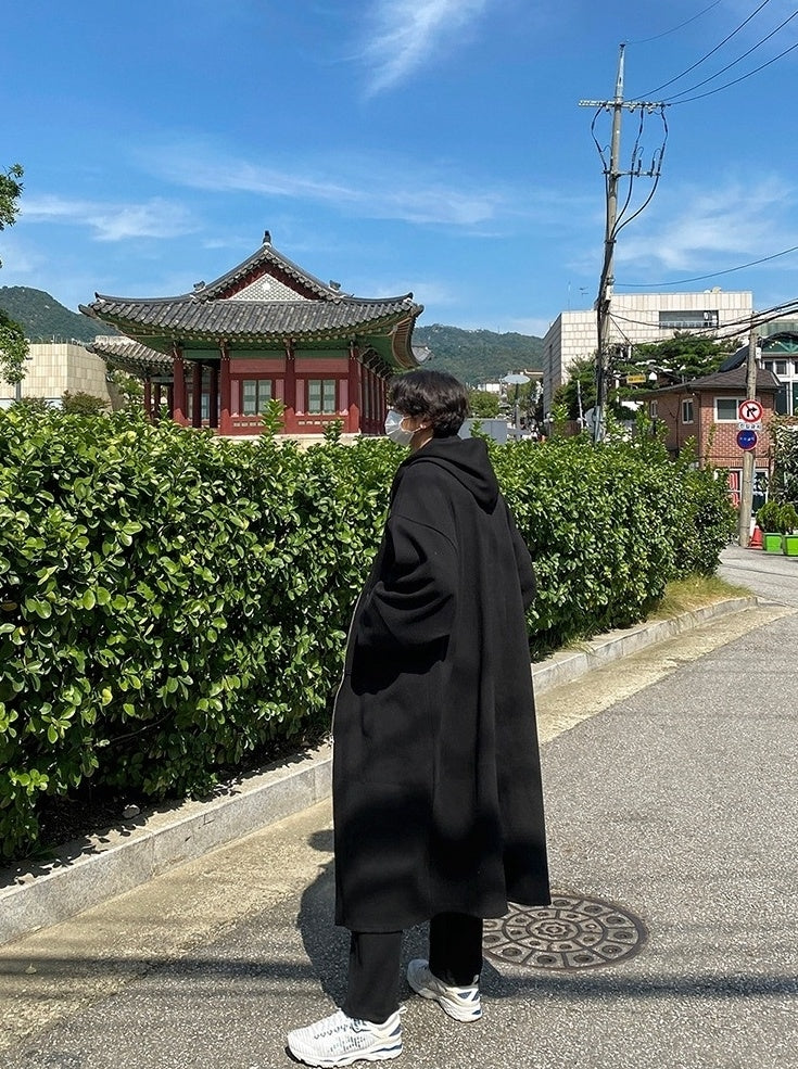 Hooded Coat Trendy Long Overcoat