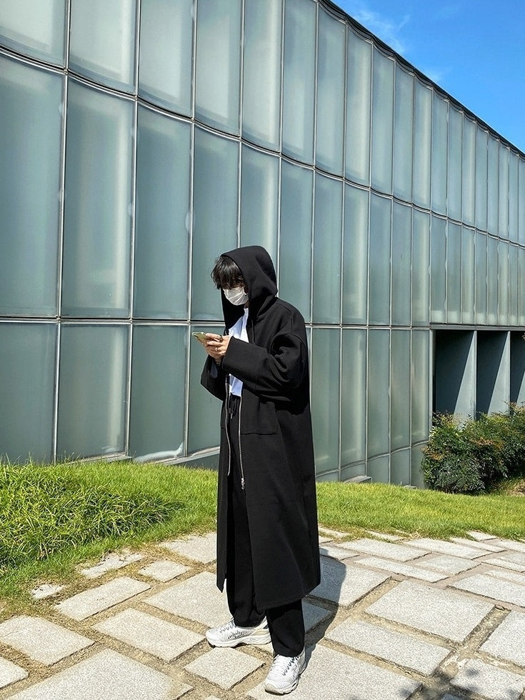 Hooded Coat Trendy Long Overcoat