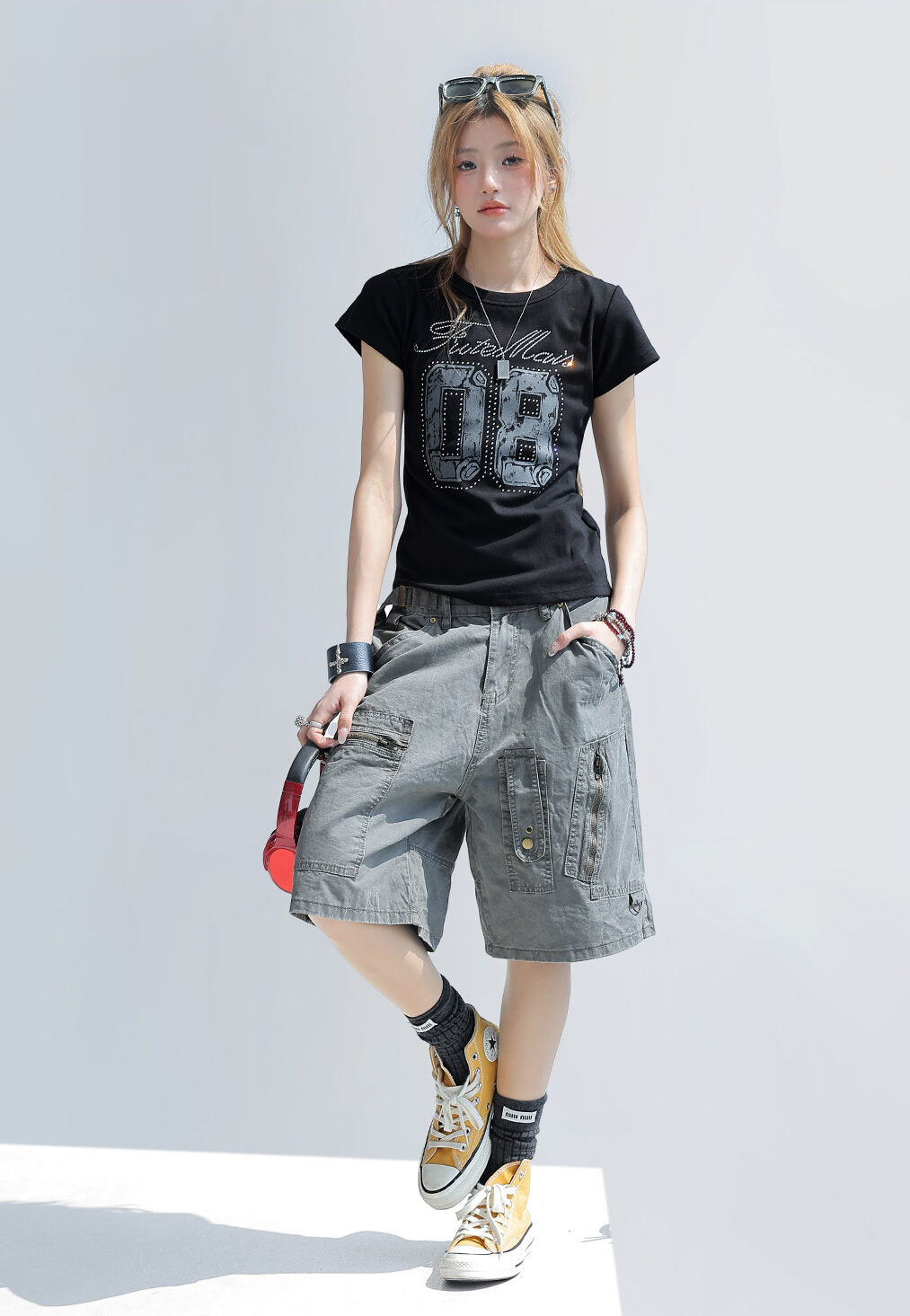 Hot Diamond Letter Print Slim Fit T Shirt