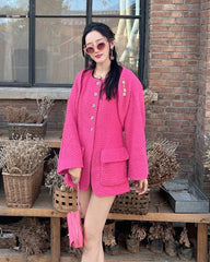 Hot Pink Tweed Dress