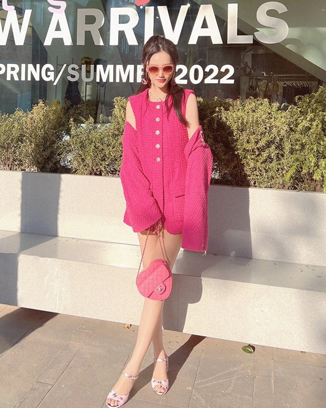 Hot Pink Tweed Dress