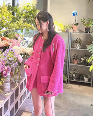 Hot Pink Tweed Dress