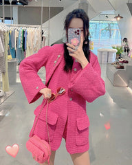 Hot Pink Tweed Dress