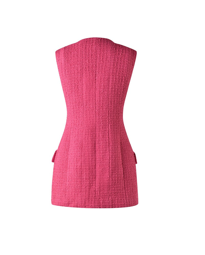 Hot Pink Tweed Dress
