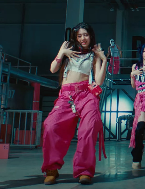 Hot Pink Wideleg Drawstring Pants