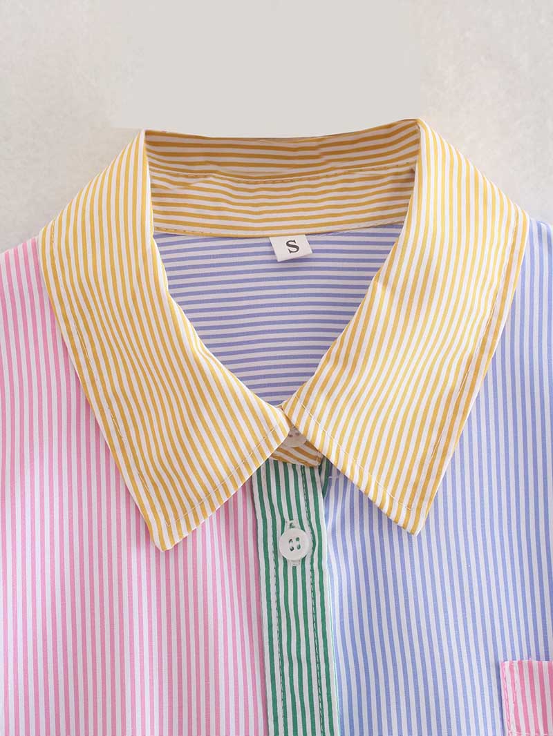 Multicolored Pastel Colorblock Striped Shirt
