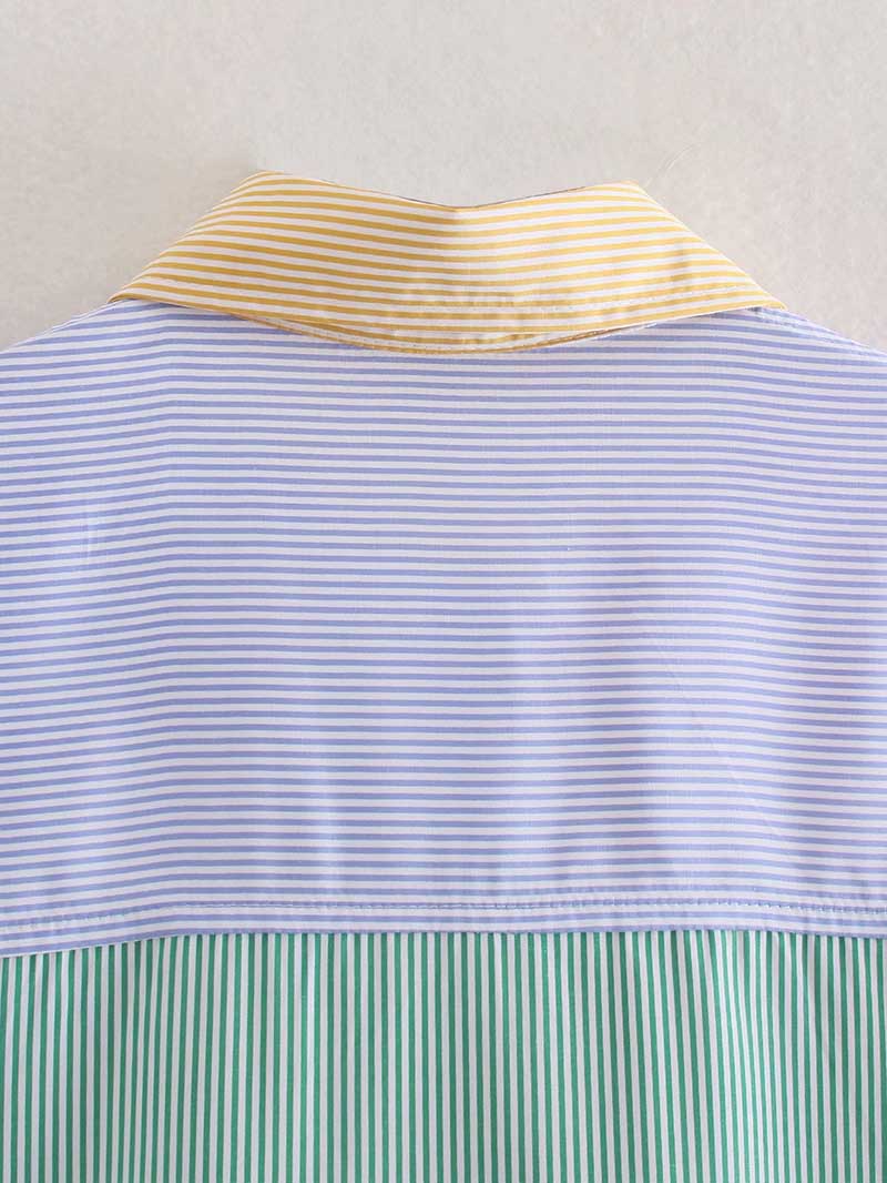 Multicolored Pastel Colorblock Striped Shirt