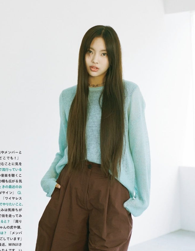 Blue Crewneck Sheer Sweater