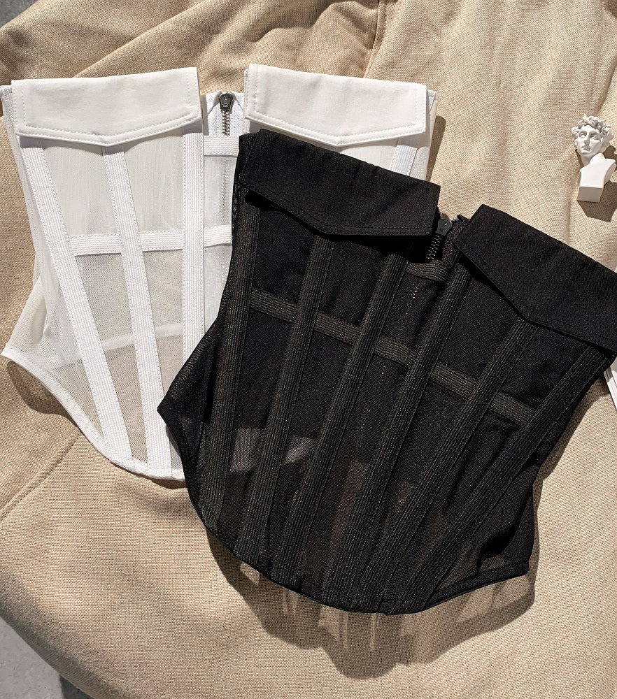White Mesh Pocket Tube Top