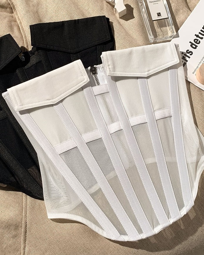 White Mesh Pocket Tube Top