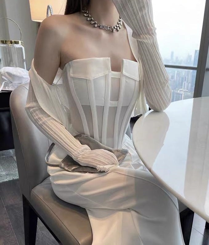 White Mesh Pocket Tube Top
