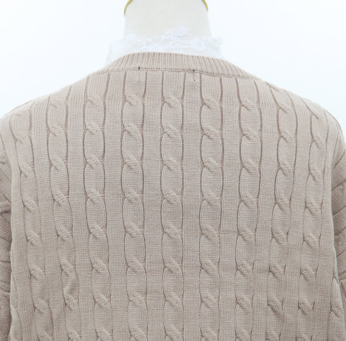 Beige Knotted Designed Sweater
