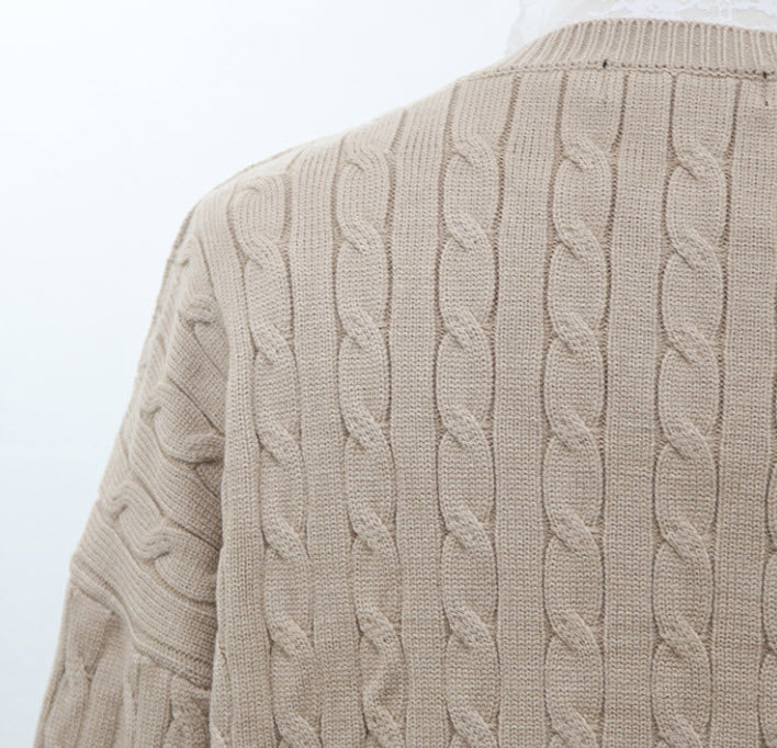 Beige Knotted Designed Sweater