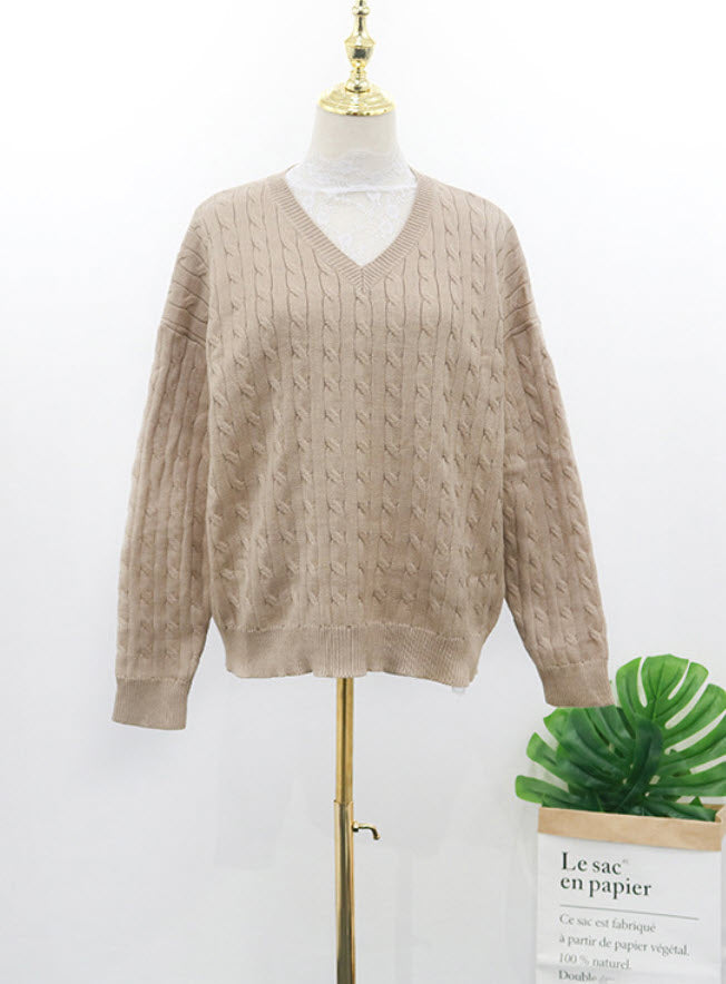 Beige Knotted Designed Sweater