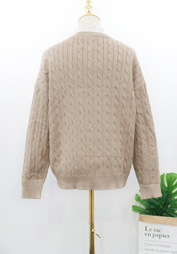 Beige Knotted Designed Sweater