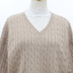 Beige Knotted Designed Sweater