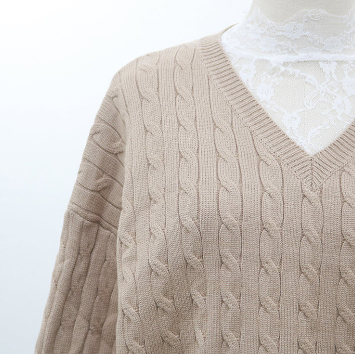 Beige Knotted Designed Sweater