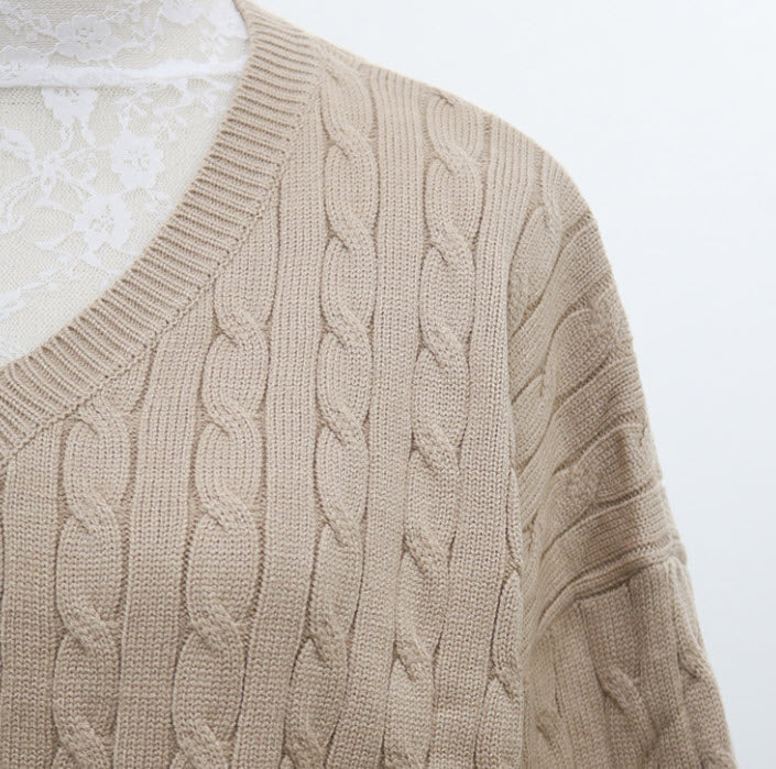 Beige Knotted Designed Sweater